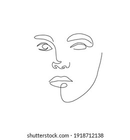 One line hand drawn face. Abstract portrait. Simple logo in minimal style for beauty salon, beautician, makeup artist, stylist. .
