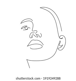 One line hand drawn face girl. Abstract portrait woman. Simple logo in minimal style for beauty salon, beautician, makeup artist, stylist. .