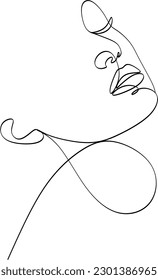 One line hand drawn face. Abstract portrait. Simple logo in minimal style for beauty salon, beautician, makeup artist, stylist. 