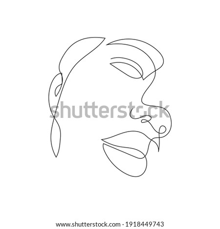 One line hand drawn face. Abstract portrait. Simple logo in minimal style for beauty salon, beautician, makeup artist, stylist. .