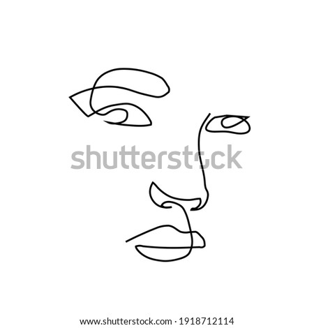 One line hand drawn face. Abstract portrait. Simple logo in minimal style for beauty salon, beautician, makeup artist, stylist. .