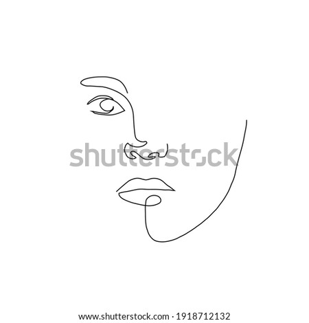 One line hand drawn face. Abstract portrait. Simple logo in minimal style for beauty salon, beautician, makeup artist, stylist. .