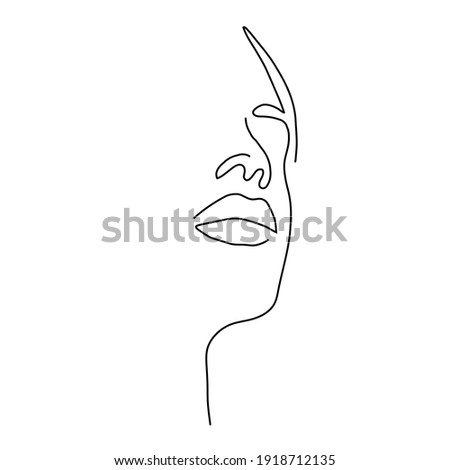 One line hand drawn face. Abstract portrait. Simple logo in minimal style for beauty salon, beautician, makeup artist, stylist. .