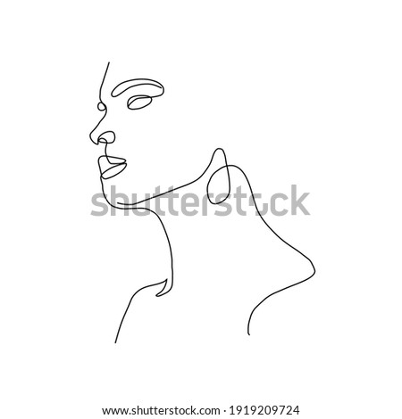 One line hand drawn face. Abstract portrait. Simple logo in minimal style for beauty salon, beautician, makeup artist, stylist. .