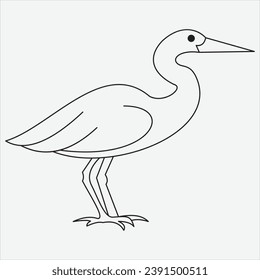 arte de ilustración vectorial de contorno de heron dibujado a mano de una línea