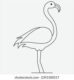 arte de ilustración vectorial de contorno de heron dibujado a mano de una línea