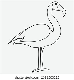 one line hand drawn heron outline vector illustration art