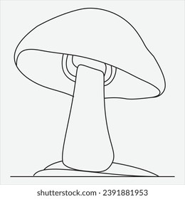 One line hand drawn mashroom outline vector illustration art