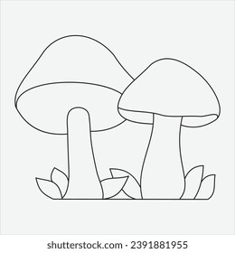 One line hand drawn mashroom outline vector illustration art