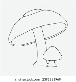 One line hand drawn mashroom outline vector illustration art