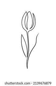 One line hand drawn minimalism style tulip design.