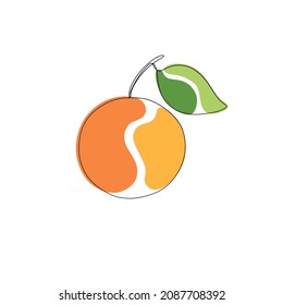 Una línea de color naranja dibujada a mano con salpicaduras verdes, amarillas y naranjas. Ilustración vectorial minimalista aislada en fondo blanco. 
