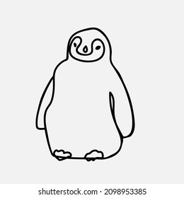 Ein handgezeichneter Pinguin einzeln auf weißem Hintergrund. Vektorgrafik.