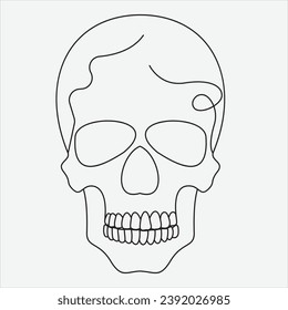 one line hand drawn skull outline vector illustration art