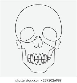 one line hand drawn skull outline vector illustration art
