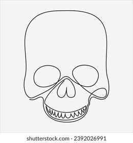one line hand drawn skull outline vector illustration art