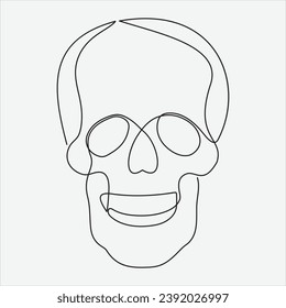one line hand drawn skull outline vector illustration art
