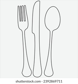 Dibujo de una línea de dibujo de cuchara dibujada a mano dibujo de ilustración vectorial arte