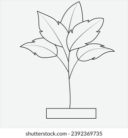 One line hand drawn tree outline vector illustration art