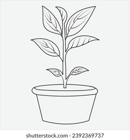 One line hand drawn tree outline vector illustration art