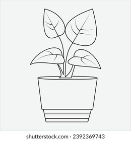 One line hand drawn tree outline vector illustration art