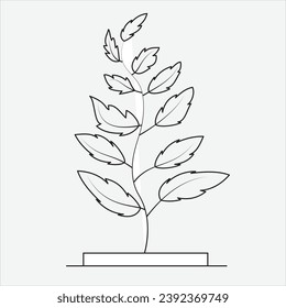 Dibujo manual de una línea de la ilustración vectorial de un árbol dibujado a mano