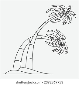 One line hand drawn tree outline vector illustration art