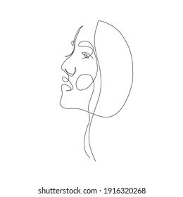 One line hand drawn vector woman face. Abstract portrait. Simple logo in minimal style for beauty salon, beautician, makeup artist, stylist. .
