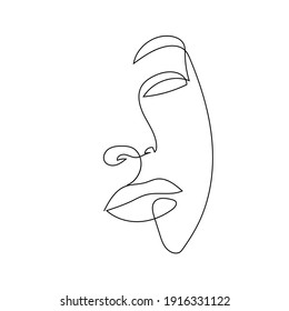 One line hand drawn vector woman face. Abstract portrait. Simple logo in minimal style for beauty salon, beautician, makeup artist, stylist. .