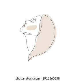 One line hand drawn vector woman face. Abstract portrait. Simple logo in minimal style for beauty salon, beautician, makeup artist, stylist. .
