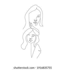 Una línea de cara de mujeres vectoriales dibujadas a mano. Retratos abstractos. Logotipo sencillo de estilo minimalista para salón de belleza, esteticista, maquillador, estilista. ...