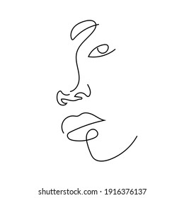 One line hand drawn woman portrait in Abstract style. Simple logo in minimal style for beauty salon, beautician, makeup artist, stylist. .