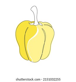 Una línea dibujó pimiento amarillo. Ilustración vectorial minimalista aislada en fondo blanco. 