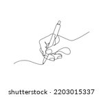 One line hand writing continuous line drawing hand with pen line art illustration 