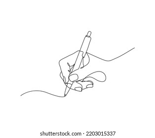 One line hand writing continuous line drawing hand and pen line art illustration 