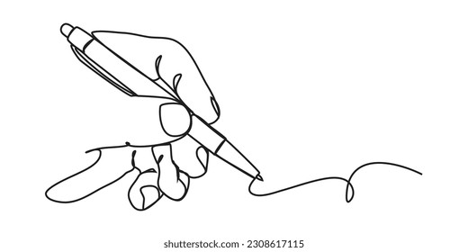 One line hand writing continuous line drawing hand with pen line art illustration