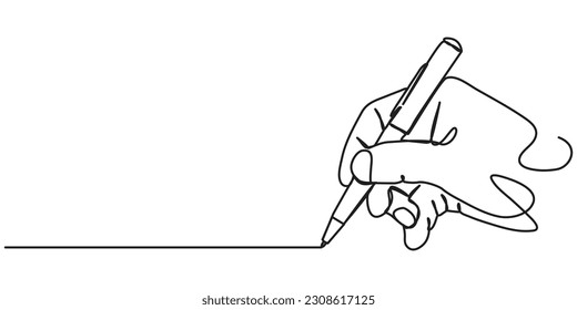 One line hand writing continuous line drawing hand with pen line art illustration