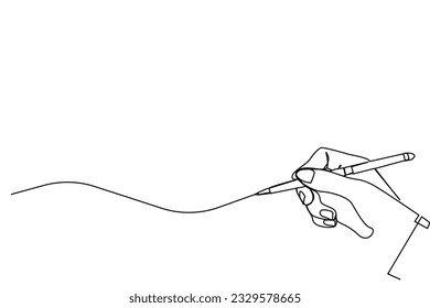 Una línea de mano escribiendo mano de dibujo de línea continua mano con la ilustración de la línea de lápiz