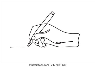 One line hand writing continuous line drawing hand with pen line art illustration