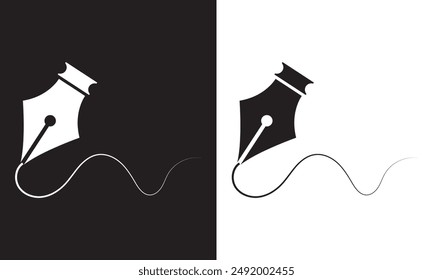 Mano de una línea que escribe la línea continua que dibuja la mano con la ilustración del arte de la línea de la pluma. aislado en la Ilustración vectorial blanca y negra del fondo. EPS 10