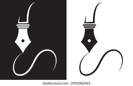 One line hand writing continuous line drawing hand with pen line art illustration. isolated on white and black background vector illustration. EPS 10
