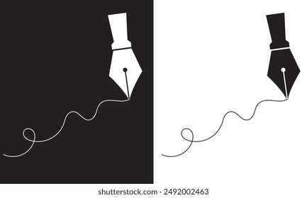 Eine Zeile Handschrift durchgehende Linie Zeichnungshand mit Stift Linie Art Illustration. Isoliert auf weißem und schwarzem Hintergrund Vektorillustration. EPS 10