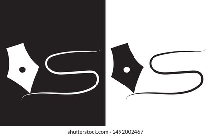 One line hand writing continuous line drawing hand with pen line art illustration. isolated on white and black background vector illustration. EPS 10