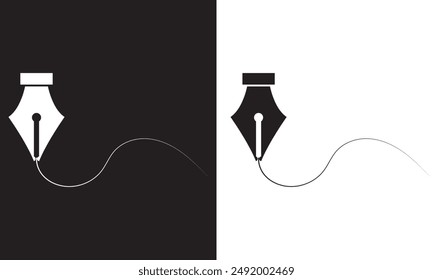 Mano de una línea que escribe la línea continua que dibuja la mano con la ilustración del arte de la línea de la pluma. aislado en la Ilustración vectorial blanca y negra del fondo. EPS 10