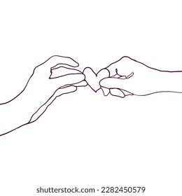 one line handrawn couple hands gesture illustration