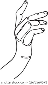 One Line hands vector drawing. Hand icon. hands logo illustration. Minimalist print. Romantic illustration. Continuous line drawing. Hands palms together. Vector illustration.