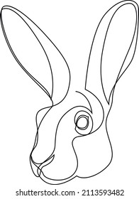 One line hare design silhouette. Hand drawn minimalism style vector illustration