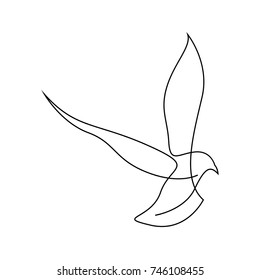 One line hawk or eagle design silhouette.Hand drawn minimalism style vector illustration