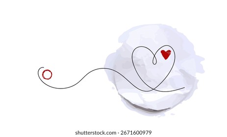 One Line Heart Drawing. Minimal Continuous Black Linear With White Background. Trendy Valentines Day Concept. Romantic Minimalist Vector Illustration. Love Symbols Doodle Contour Art.