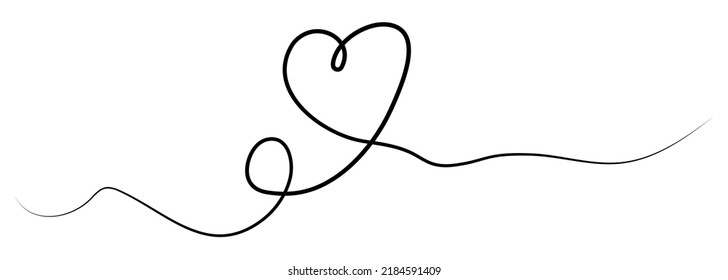 One line heart. Love symbol. Vector illustration